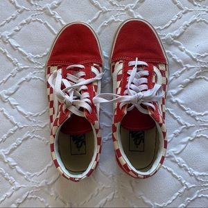 Red Old Skool Checkered Vans